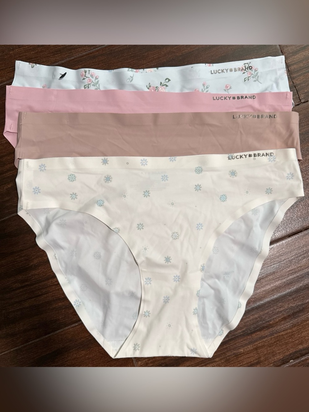 Lucky Brand Women Pink, White, Blush, Floral Bikini Underwear Set